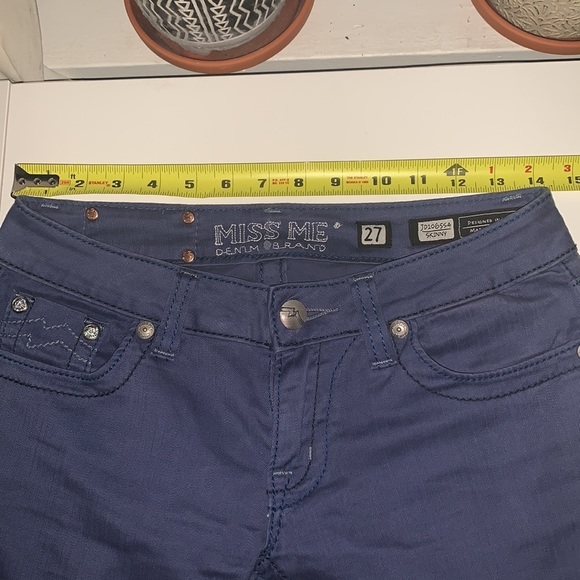 𝅺miss me Denim Brand Blue Skinny with Pocket Rhinestones Design US 27 - Picture 7 of 9